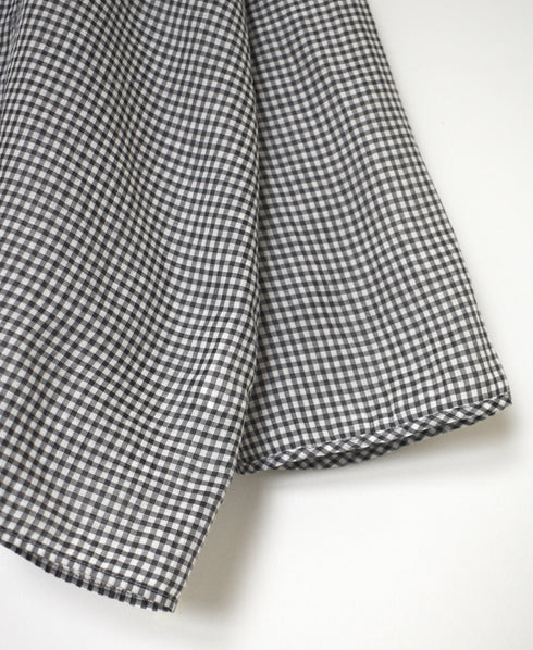 INMDS26022 HANDWOVEN COTTON/SILK SMALL GINGHAM CHECK DROP SHOULDER SMOCK