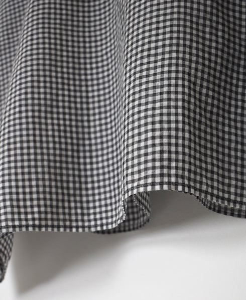 INMDS26022 HANDWOVEN COTTON/SILK SMALL GINGHAM CHECK DROP SHOULDER SMOCK