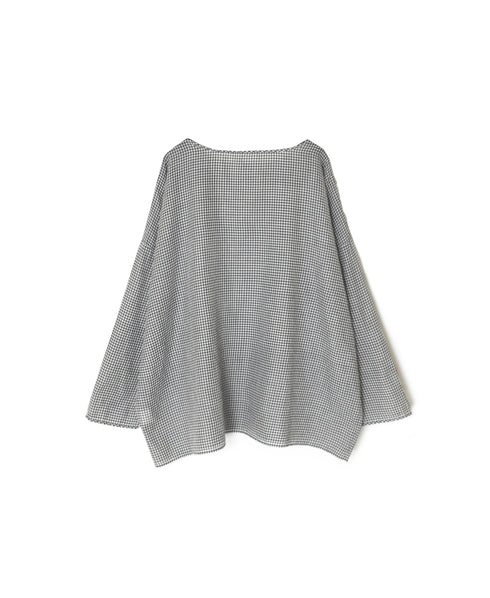 INMDS26022 HANDWOVEN COTTON/SILK SMALL GINGHAM CHECK DROP SHOULDER SMOCK