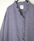 INMDS26023 HANDWOVEN COTTON/SILK SMALL GINGHAM CHECK FRILL COLLAR LONG SHIRTS