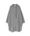 INMDS26023 HANDWOVEN COTTON/SILK SMALL GINGHAM CHECK FRILL COLLAR LONG SHIRTS