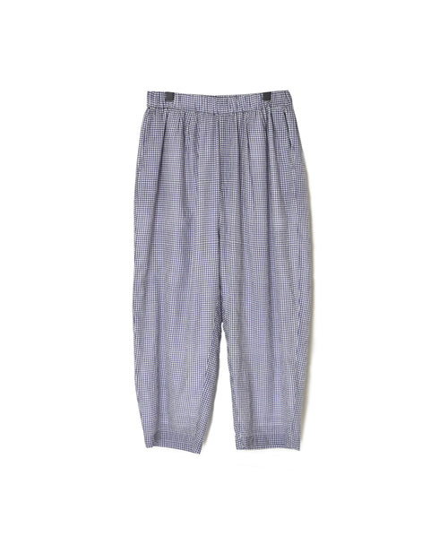 INMDS26025 HANDWOVEN COTTON/SILK SMALL GINGHAM CHECK 2 TUCK TAPERED EASY PANTS