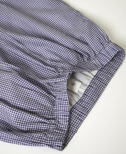 INMDS26025 HANDWOVEN COTTON/SILK SMALL GINGHAM CHECK 2 TUCK TAPERED EASY PANTS