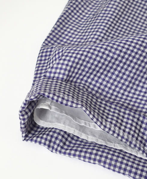INMDS26025 HANDWOVEN COTTON/SILK SMALL GINGHAM CHECK 2 TUCK TAPERED EASY PANTS
