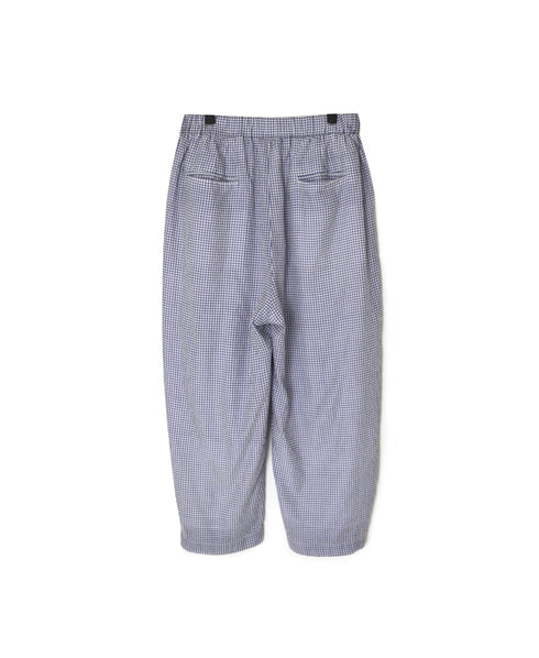 INMDS26025 HANDWOVEN COTTON/SILK SMALL GINGHAM CHECK 2 TUCK TAPERED EASY PANTS