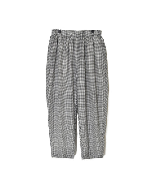 INMDS26025 HANDWOVEN COTTON/SILK SMALL GINGHAM CHECK 2 TUCK TAPERED EASY PANTS