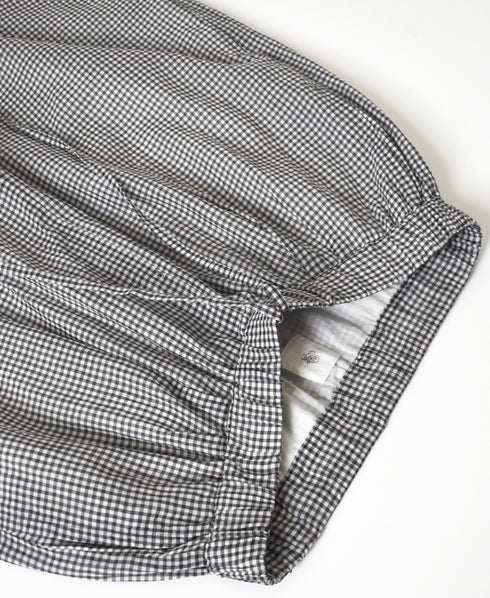 INMDS26025 HANDWOVEN COTTON/SILK SMALL GINGHAM CHECK 2 TUCK TAPERED EASY PANTS