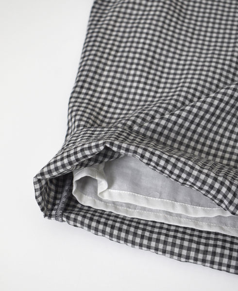 INMDS26025 HANDWOVEN COTTON/SILK SMALL GINGHAM CHECK 2 TUCK TAPERED EASY PANTS