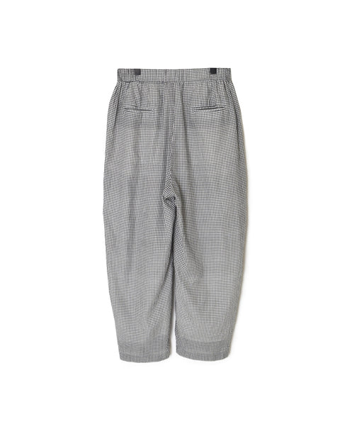 INMDS26025 HANDWOVEN COTTON/SILK SMALL GINGHAM CHECK 2 TUCK TAPERED EASY PANTS