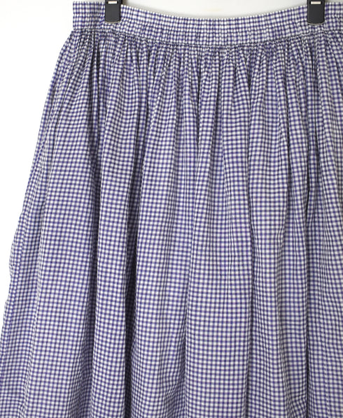 INMDS26026 HANDWOVEN COTTON/SILK SMALL GINGHAM CHECK GATHERED SKIRT
