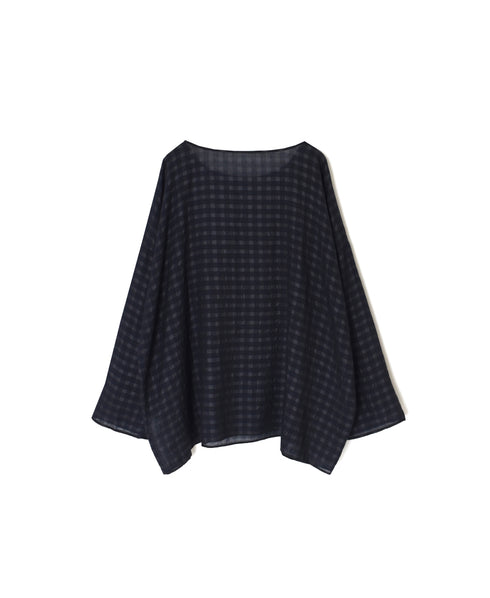INMDS26032 HANDWOVEN COTTON/SILK CHECK DROP SHOULDER SMOCK