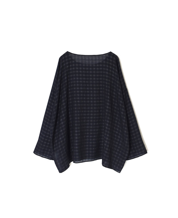 INMDS26032 HANDWOVEN COTTON/SILK CHECK DROP SHOULDER SMOCK