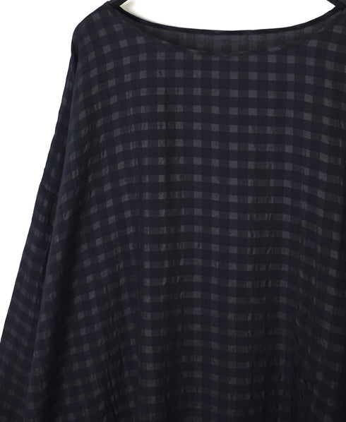 INMDS26032 HANDWOVEN COTTON/SILK CHECK DROP SHOULDER SMOCK