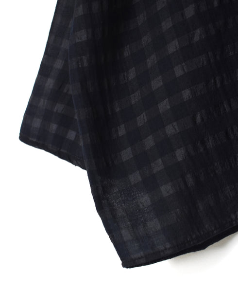 INMDS26032 HANDWOVEN COTTON/SILK CHECK DROP SHOULDER SMOCK