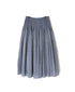 INMDS26043 HANDWOVEN YARN DYE CHAMBRAY PINTUCK FLARED SKIRT