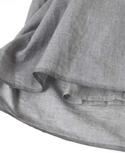 INMDS26043 HANDWOVEN YARN DYE CHAMBRAY PINTUCK FLARED SKIRT