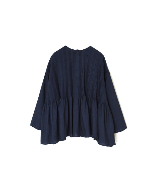 INMDS26052 HANDWOVEN COTTON HAKEME CREW NECK 3/4SL SHIRTS WITH RANDOM PLEATS