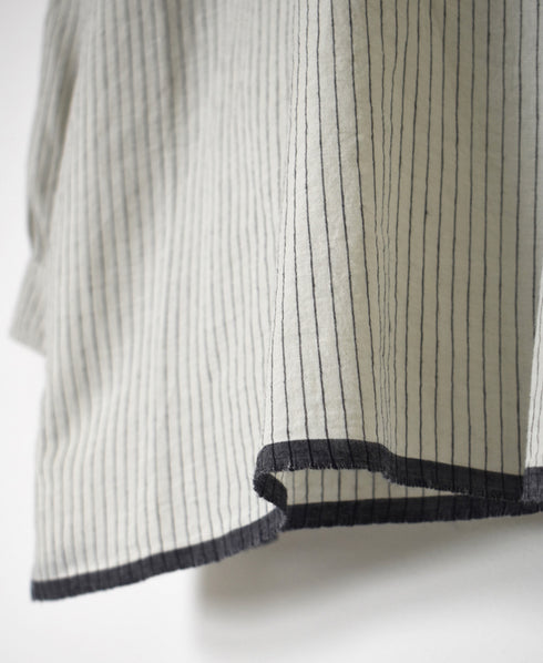 INMDS26062 HANDWOVEN COTTON STRIPE BACK OPENING CREW NECK SHIRTS