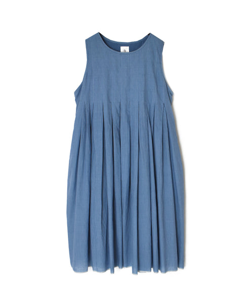 INMDS26063 HANDWOVEN COTTON STRIPE INVERTED PLEAT NO/SL PULLOVER DRESS