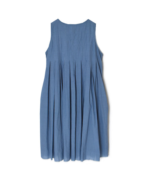 INMDS26063 HANDWOVEN COTTON STRIPE INVERTED PLEAT NO/SL PULLOVER DRESS
