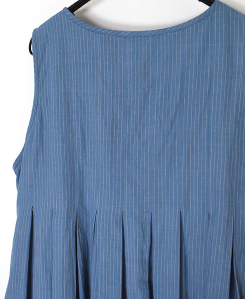 INMDS26063 HANDWOVEN COTTON STRIPE INVERTED PLEAT NO/SL PULLOVER DRESS