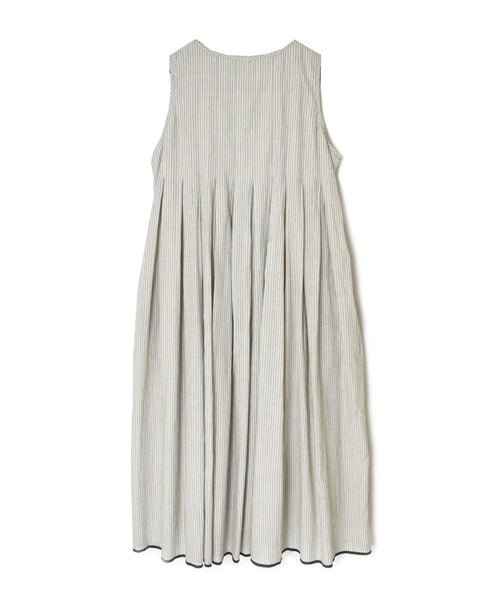 INMDS26063 HANDWOVEN COTTON STRIPE INVERTED PLEAT NO/SL PULLOVER DRESS