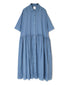 INMDS26064 HANDWOVEN COTTON STRIPE REGULAR COLLAR SHIRTS DRESS WITH RAJASTHAN GATHER