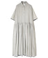 INMDS26064 HANDWOVEN COTTON STRIPE REGULAR COLLAR SHIRTS DRESS WITH RAJASTHAN GATHER