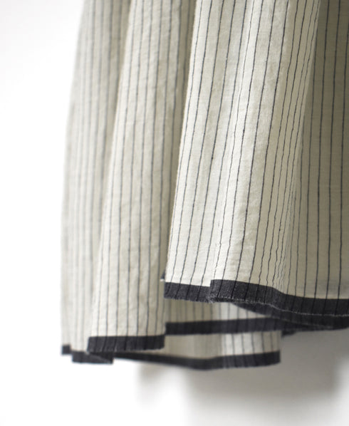 INMDS26064 HANDWOVEN COTTON STRIPE REGULAR COLLAR SHIRTS DRESS WITH RAJASTHAN GATHER