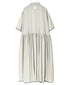 INMDS26064 HANDWOVEN COTTON STRIPE REGULAR COLLAR SHIRTS DRESS WITH RAJASTHAN GATHER