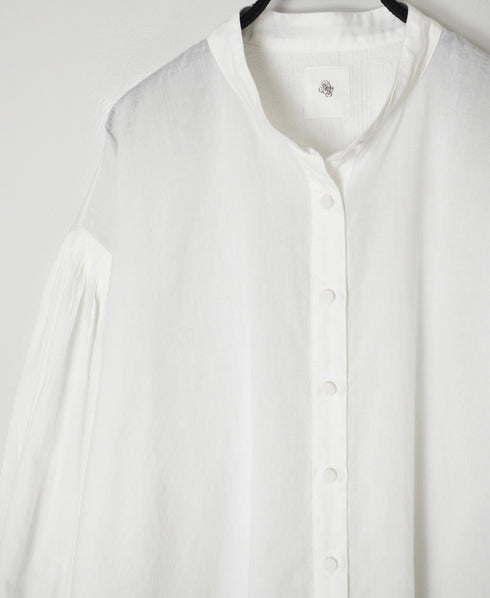 INMDS26071 100s KHADI PLAIN BANDED COLLAR SHIRTS WITH MINI PINTUCK