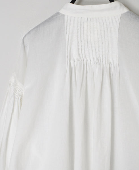 INMDS26071 100s KHADI PLAIN BANDED COLLAR SHIRTS WITH MINI PINTUCK