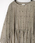INMDS26082 80s VOILE SQUARE BLOCK PRINT MINI PINTUCK PULLOVER DRESS