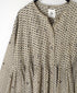 INMDS26083 80s VOILE SQUARE BLOCK PRINT CREW NECK BUTTON SHIRTS WITH MINI PINTUCK