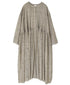 INMDS26084 80s VOILE SQUARE BLOCK PRINT CREW NECK BUTTON SHIRTS DRESS WITH MINI PINTUCK