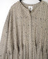 INMDS26084 80s VOILE SQUARE BLOCK PRINT CREW NECK BUTTON SHIRTS DRESS WITH MINI PINTUCK