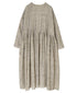 INMDS26084 80s VOILE SQUARE BLOCK PRINT CREW NECK BUTTON SHIRTS DRESS WITH MINI PINTUCK