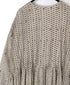 INMDS26084 80s VOILE SQUARE BLOCK PRINT CREW NECK BUTTON SHIRTS DRESS WITH MINI PINTUCK