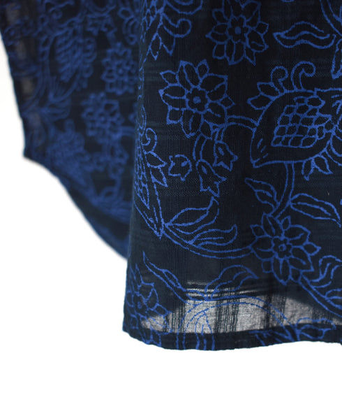 INMDS26092 POWER LOOM COTTON DOBIE CHECK FLOWER HAND SCREEN PRINT FRENCH/SL FRILL COLLAR SHIRTS