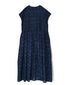 INMDS26097 POWER LOOM COTTON DOBIE CHECK FLOWER HAND SCREEN PRINT V-NECK FR/SL PULLOVER DRESS