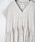 INMDS26097 POWER LOOM COTTON DOBIE CHECK FLOWER HAND SCREEN PRINT V-NECK FR/SL PULLOVER DRESS