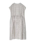 INMDS26097 POWER LOOM COTTON DOBIE CHECK FLOWER HAND SCREEN PRINT V-NECK FR/SL PULLOVER DRESS