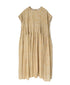 INMDS26104 80s COTTON FLOWER BLOCK PRINT FRENCH/SL DRESS WITH RANDOM PLEATS