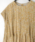 INMDS26104 80s COTTON FLOWER BLOCK PRINT FRENCH/SL DRESS WITH RANDOM PLEATS