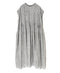 INMDS26104 80s COTTON FLOWER BLOCK PRINT FRENCH/SL DRESS WITH RANDOM PLEATS