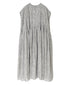 INMDS26104 80s COTTON FLOWER BLOCK PRINT FRENCH/SL DRESS WITH RANDOM PLEATS