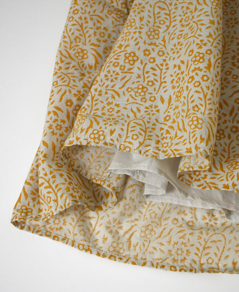 INMDS26105 80s COTTON FLOWER BLOCK PRINT GATHERED SKIRT