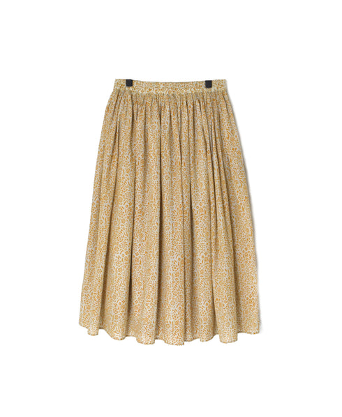 INMDS26105 80s COTTON FLOWER BLOCK PRINT GATHERED SKIRT