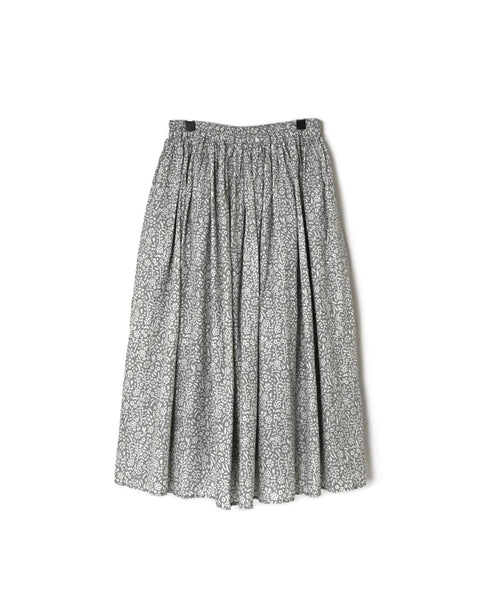 INMDS26105 80s COTTON FLOWER BLOCK PRINT GATHERED SKIRT