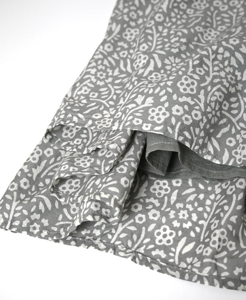 INMDS26105 80s COTTON FLOWER BLOCK PRINT GATHERED SKIRT
